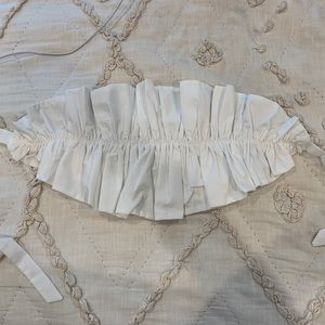 white ruffle top